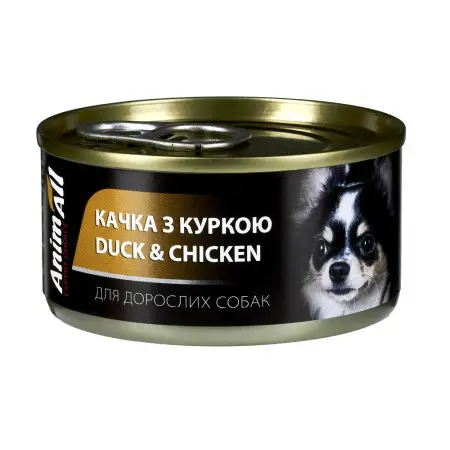 Вологий корм AnimAll для собак Качка з Куркою в ніжному желе, 85г