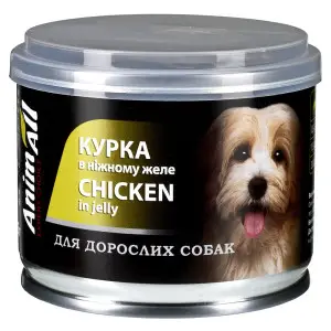 Вологий корм AnimAll для собак Курка в ніжному желе, 195г