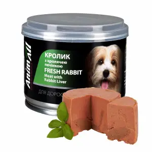 AnimAll вологий корм для собак з кролем та кролячою печінкою, 195 г