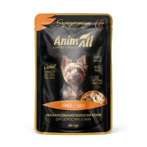 AnimAll вологий корм Пауч для собак Качка, 80г