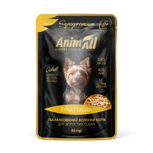 AnimAll вологий корм Пауч для собак Курка, 80г