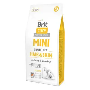 Сухой корм Brit Care GF Mini Hair & Skin для собак миниатюрных пород, для кожи и шерсти, с лососем и селедкой, 7 кг