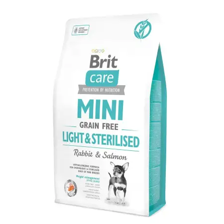 Сухой корм Brit Care GF Mini Light & Sterilised для взрослых собак мелких пород с лишним или стерилизованным весом, с кроликом и лососем, 2 кг