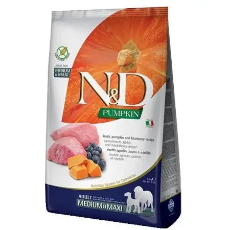Беззерновий сухий корм Farmina N&D Grain Free Pumpkin Medium&Maxi Adult для собак середніх та великих порід з ягням, гарбузом та чорницею 12 кг