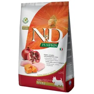 Беззерновий сухий корм Farmina N&D Grain Free Pumpkin Mini Adult для собак дрібних порід з куркою, гарбузом та гранатом 2,5 кг