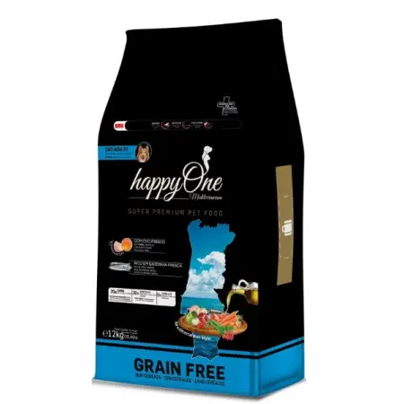 Беззерновий сухий корм happyOne Mediterraneum Adult Dog Fresh Sardine для дорослих собак зі свіжою сардиною 12 кг