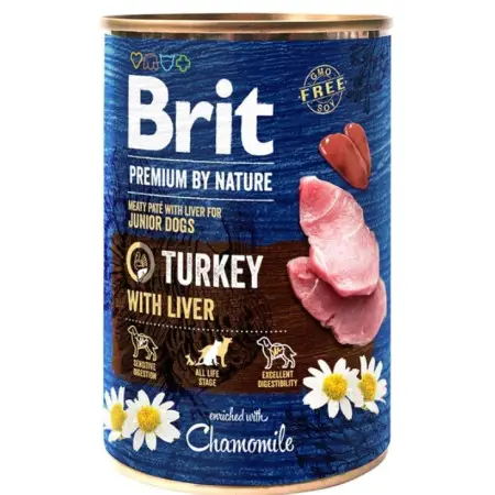 Вологий корм Brit Premium by Nature для собак, індичатина з печінкою, 800 г