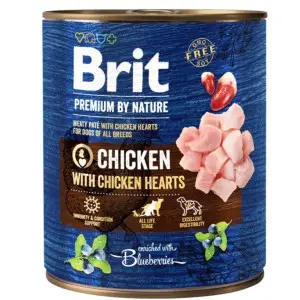 Вологий корм Brit Premium by Nature для собак, курка з курячим серцем, 800 г