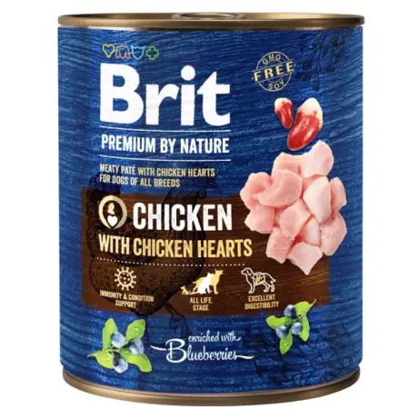 Вологий корм Brit Premium by Nature для собак, курка з курячим серцем, 800 г