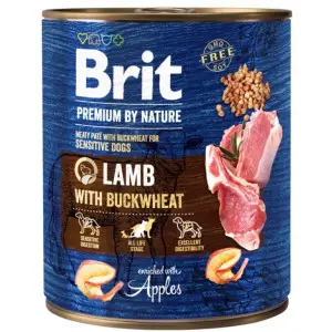 Вологий корм Brit Premium by Nature для собак, ягня з гречкою, 800 г