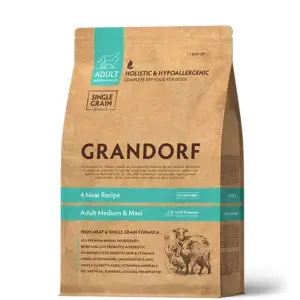 Сухий корм Grandorf Dog 4 Meat Recipe Adult Medium & Maxi Breeds для дорослих собак середніх та великих порід 4 види м'яса, 3 кг