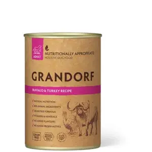 Вологий корм для дорослих собак Grandorf BUFFALO & TURKEY з м'ясом буйвола та індичкою, 400 г