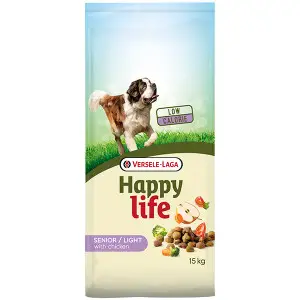 Happy Life Senior Light with Chicken ХЕППІ ЛАЙФ СЕНЬЙОР ЛАЙТ низькокалорійний сухий преміум корм для літніх собак та вихованців із проблемами зайвої ваги , 15 кг.