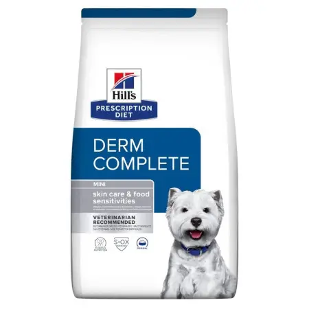 Hill's PRESCRIPTION DIET Derm Complete Mini Сухой корм для собак малых пород при пищевой аллергии и атопическом дерматите, с рисом и яйцом, 1 кг