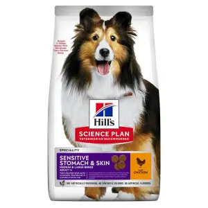 Hill’s SCIENCE PLAN Adult Sensitive Stomach&Skin Medium Breed Сухий корм при чутливому шлунку та шкірі для дорослих собак середніх порід, з куркою, 2,5 кг