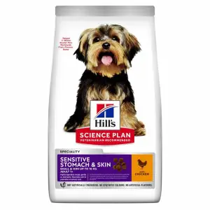 Hill’s SCIENCE PLAN Adult Sensitive Stomach&Skin Small&MIni Сухий корм при чутливому шлунку та шкірі для дорослих малих і мініатюрних собак, з куркою, 1,5 кг