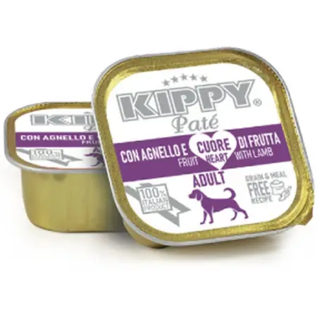 KIPPY Dogs Lamb and heart of Fruit 150g Повноцінний вологий корм для дорослих собак з ягням у вигляді паштету зі шматочками фруктів, 150 г