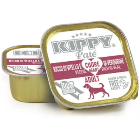 KIPPY Dogs Veal and heart of Small Vegetables 150g Повноцінний вологий корм для дорослих собак з телятиною у вигляді паштету зі шматочками овочей, 150 г