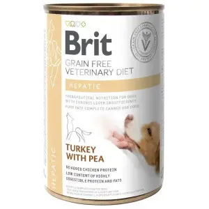 Вологий корм Brit GF VetDiet Hepatic для собак, для підтримки роботи печінки, індичка та горошок, 400 г