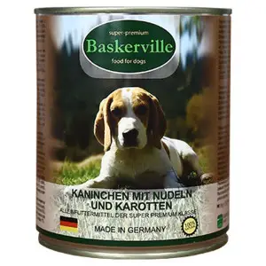 Консервований корм Baskerville для собак. Кролик з локшиною та морквою 800г