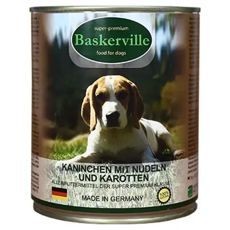 Консервированный корм Baskerville для собак. Кролик с лапшой и морковью 800г