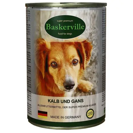 Консервований корм Baskerville для собак. Телятина та м'ясо гуски. 400 г