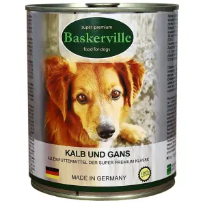 Консервований корм Baskerville для собак. Телятина та м'ясо гуски 800г