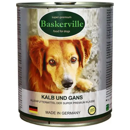 Консервований корм Baskerville для собак. Телятина та м'ясо гуски 800г