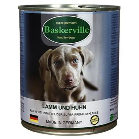 Консервований корм Baskerville для собак. Ягня та півень 800г