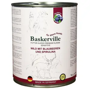 Консервований корм Baskerville HF Sensitive для собак з чутливим травленням і літніх собак. Оленина з чорницею та спіруліною, 800г