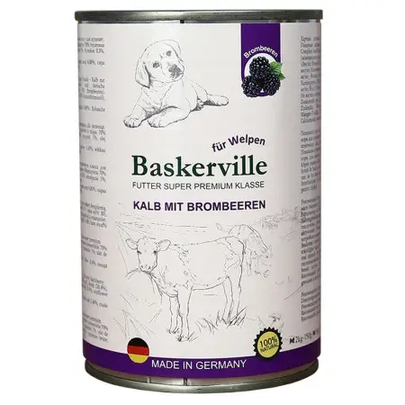 Консервований корм Baskerville HF Super Premium Суперпреміум класу. Телятина та ожина для цуценят, 400г