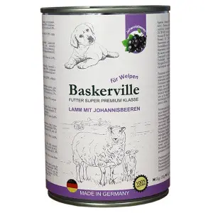 Консервований корм Baskerville HF Super Premium Суперпреміум класу. Ягня та смородина для цуценят, 400г