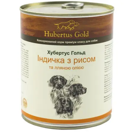 Консервований корм Hubertus Gold для собак Індичка з рисом 800г