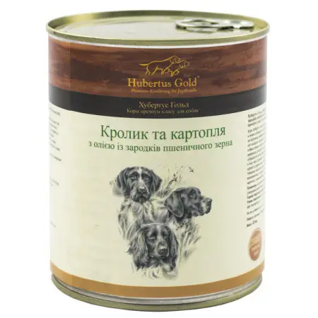 Консервований корм Hubertus Gold для собак Кролик та картопля 800г