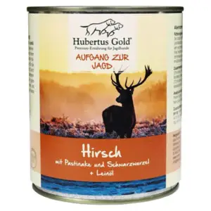 Консервований корм Hubertus Gold Hirsch mit Pastinake для собак Оленина з пастернаком, чорним коренем та ллянною олією, 800г