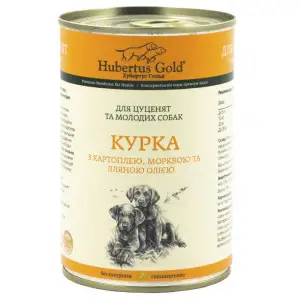 Консервований корм Hubertus Gold. Курка з картоплею та морковою для цуценят 400г