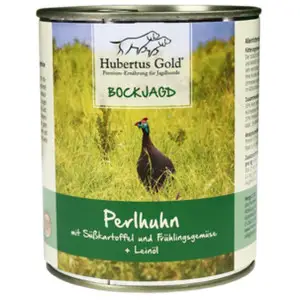 Консервований корм Hubertus Gold Perlhuhn mit Susskartoffel для собак Цесарка з солодкою картоплею, овочами та лляною олією, 800г