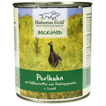 Консервований корм Hubertus Gold Perlhuhn mit Susskartoffel для собак Цесарка з солодкою картоплею, овочами та лляною олією, 800г