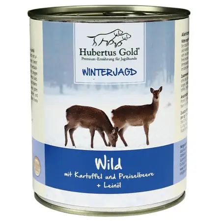 Консервований корм Hubertus Gold Wild mit Kartoffel для собак Дичина з картоплею, брусницею та лляною олією, 800г