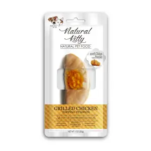 Ласощі Natural Kitty Original Series GRILLED CHICKEN TOPPING PUMPKIN для котів та собак у вигляді шматочків курки гриль в гарбузовому соусі 30г