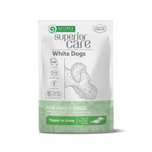 Nature's Protection Superior Care White Dogs Adult All Breeds with Tuna and Sea Bass, вологий корм з тунцем та морським окунем для дорослих собак усіх порід з білою шерстю, 70 г у пакетику