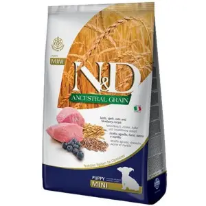 Низькозерновий сухий корм Farmina N&D Low Grain Mini Puppy для цуценят дрібних порід з ягням та чорницею 7 кг