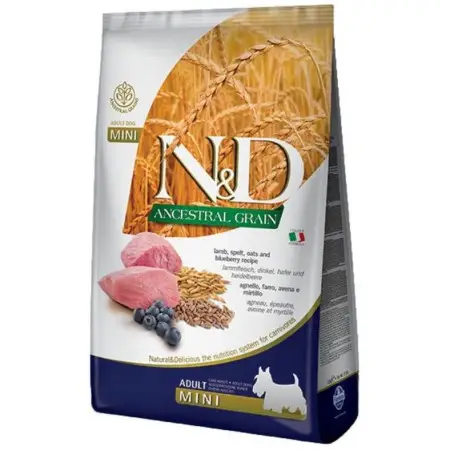 Низькозерновий сухий корм Farmina N&D Low Grain Mini Adult для собак дрібних порід з ягням та чорницею 2,5 кг
