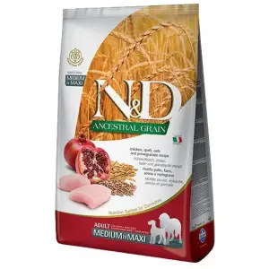Низькозерновий сухий корм Farmina N&D Low Grain Medium&Maxi Adult для собак середніх та великих порід з куркою та гранатом 2,5 кг