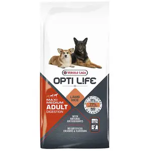 Opti Life Adult Digestion Medium & Max ОПТІ ЛАЙФ ЯГНЯ СЕРЕДНІХ ВЕЛИКИХ сухий суперпреміум корм для собак з чутливим травленням середніх і великих порід 12,5 кг