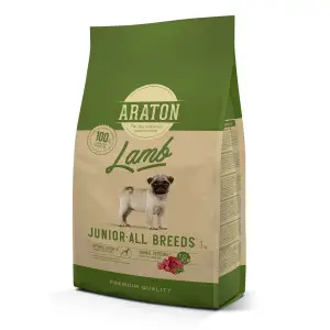 Повноцінний сухий корм для молодих собак з ягнятиною і рисом Araton LAMB Junior All Breeds 3кг