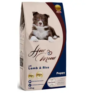 Повнораціонний корм для щенят How Meow Puppy з ягням та рисом 15кг