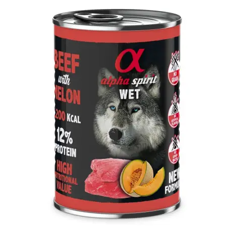 Повнораціонний вологий корм Alpha Spirit Beef with Melon з яловичиною та динею для дорослих собак 400 г (as969954)