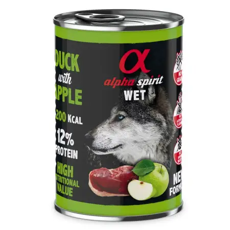 Повнораціонний вологий корм Alpha Spirit Duck with Green Apple з качкою та зеленими яблуками для дорослих собак 400 г (as969985)