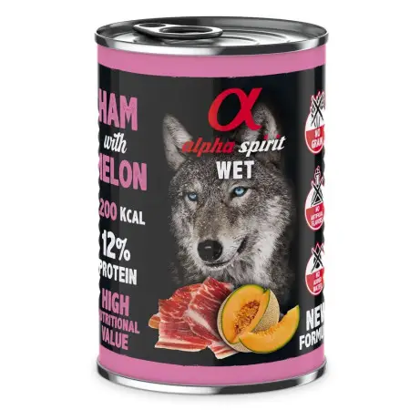 Повнораціонний вологий корм Alpha Spirit Ham with Melon з шинкою та динею для дорослих собак 400 г (as576321)